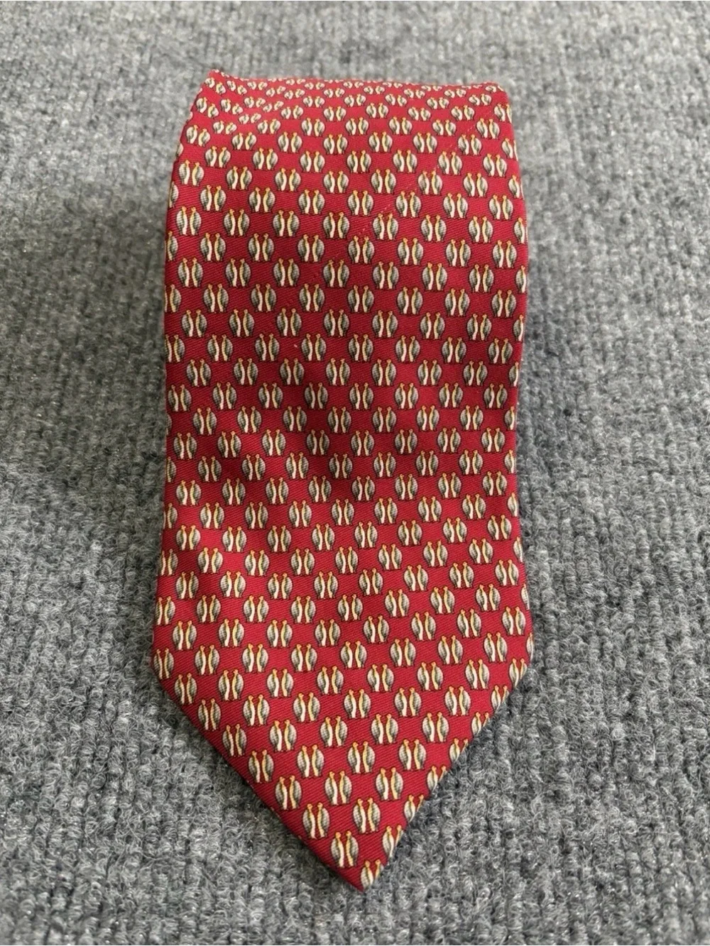 Brooks Brothers Basics Penguin Tie Red Silk Novelty Bird Mens 3.5”